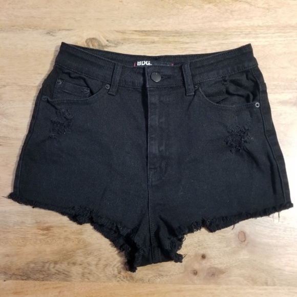 BDG Pants - BDG Black Distress High Rise Cheeky Shorts 29 UO